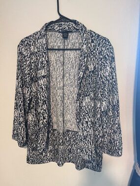 Robert Louis Black and White Printed Open Cardigan